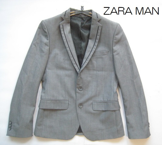 美品!!ザラ マン ZARA MAN*2つボタンポリウールジャケット・ブレザー 44 実寸S グレー拍卖