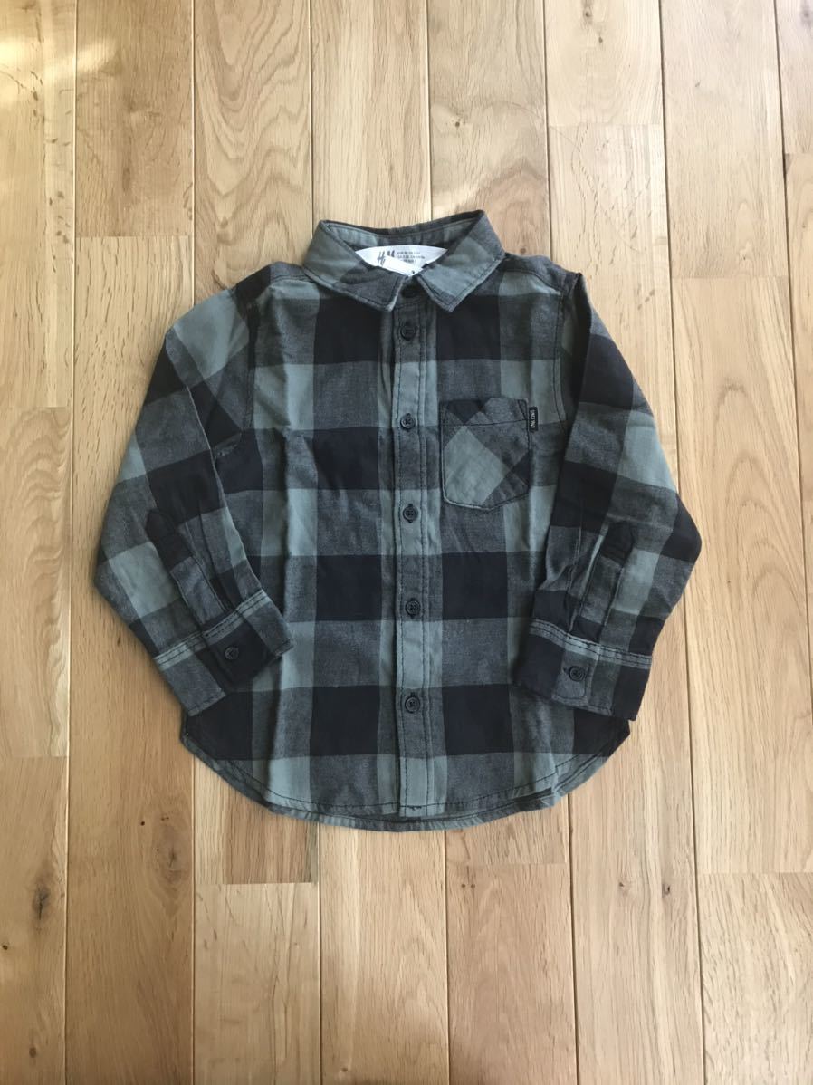 新品 H&M チェックシャツ フランネルシャツ カーキ 100センチ 男の子拍卖