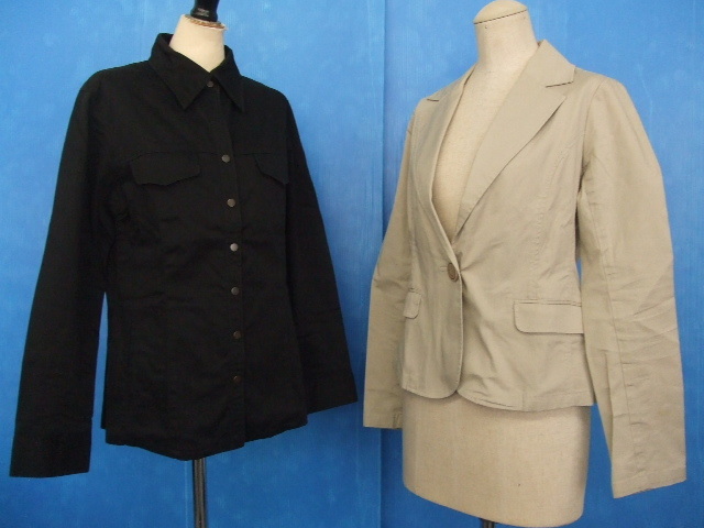 【お買得!】★レディースジャケット2点セット★①EXOAH/レナウン/黒/サイズ2 ②LYLE&SCOTT/ベージュ/Lサイズ拍卖