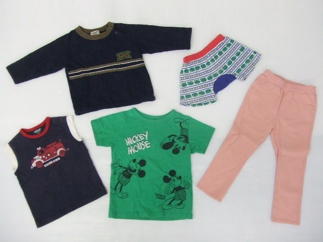 【お買得!】★男の子用いろいろ5点セット★90~110サイズ トップス×3点/ボトムス×2点 ユニクロ/西松屋/他 まとめ売り拍卖