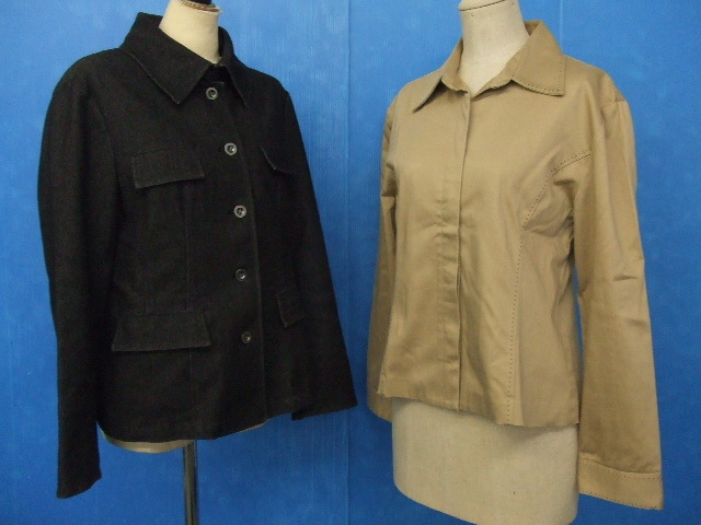 【お買得!】★レディースジャケット2点セット★①bellevoix/ベルヴォア/黒系/デニム調 ②X.MORE/クロスプラス/ベージュ サイズ11AR拍卖