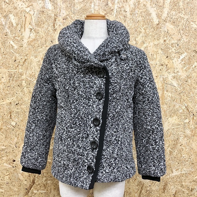 INGNI イング M レディース もこもこジャケット 裏地付き 襟に中綿入り 長袖 リブカフス ポリエステル100% メランジカラー(白×黒)拍卖