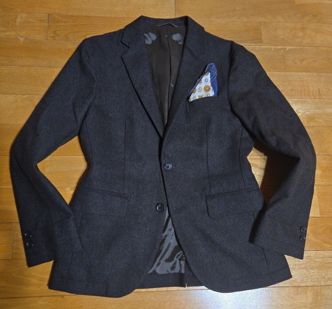 秋冬際立つ★ユナイテッドアローズ 厳選秋冬『上質メランジ織りフラノツイードウール』秋冬の英国調◎グレージュ ジャケット(S位)拍卖