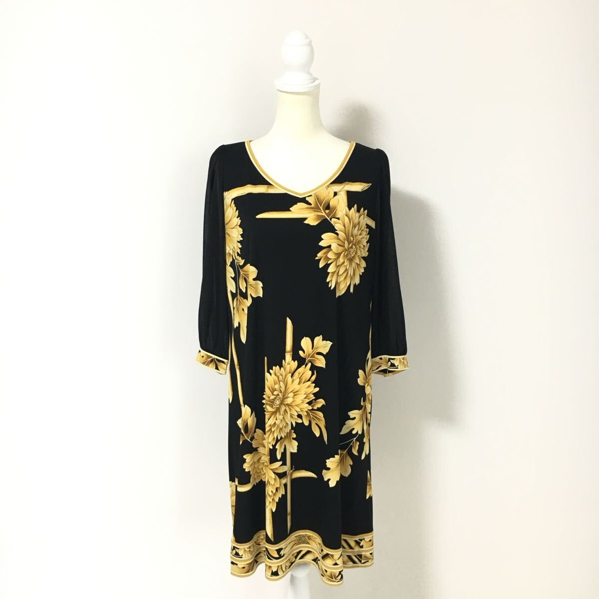 美品 LEONARD レオナール カンカン ストレッチ ワンピース LL 送料無料拍卖