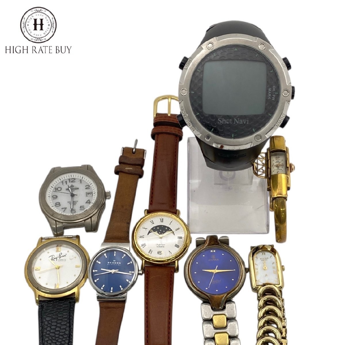 1円スタート 腕時計 まとめ8点セット CYMA ORIENT SKAGEN 等 QZ 手巻き ソーラー デイト ゴルフウォッチ メンズ レディース 稼働品 含拍卖