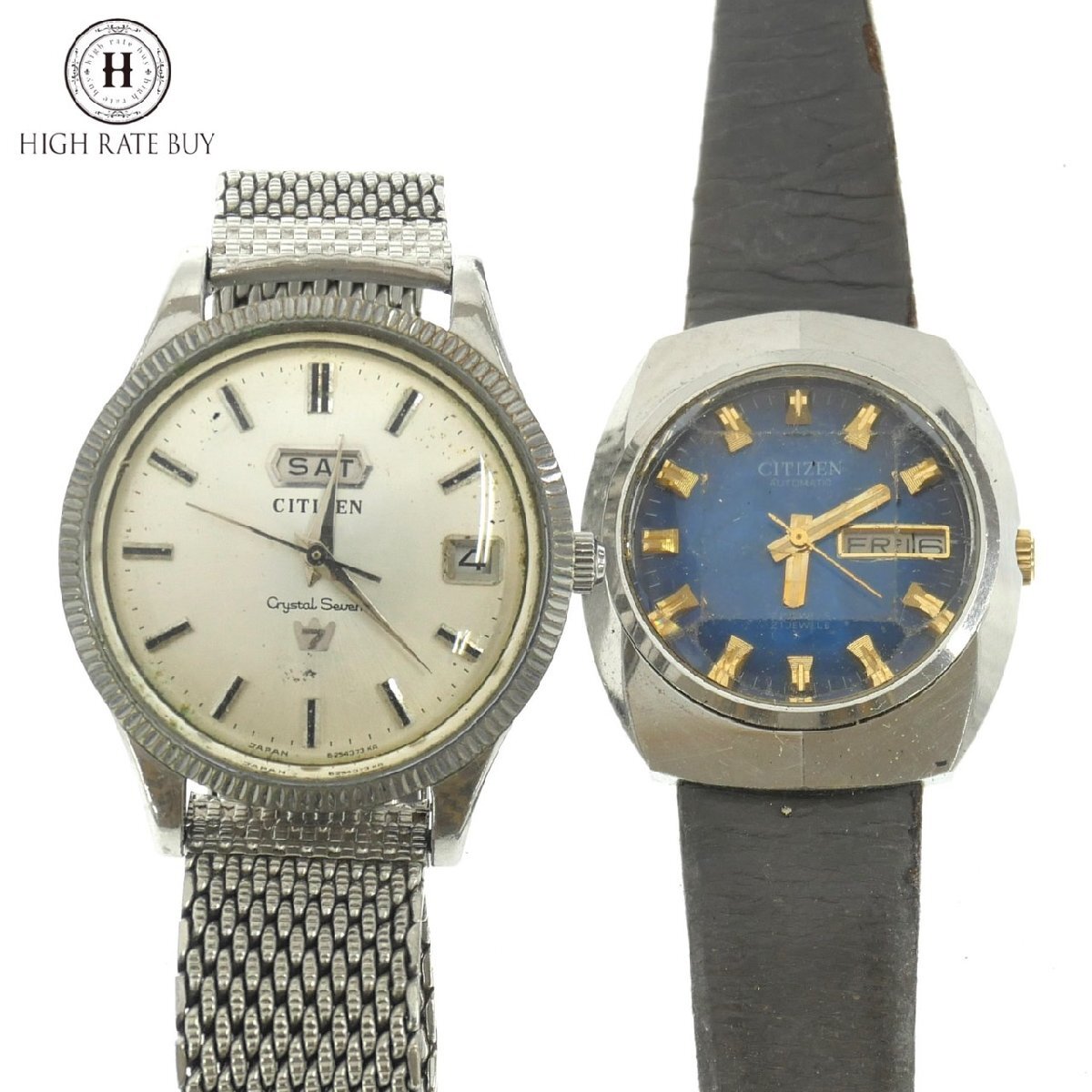 1円スタート 稼働品 腕時計 まとめ2点セット CITIZEN シチズン クリスタルセブン 51404a-TA 4-652487 デイデイト 自動巻き AT メンズ拍卖