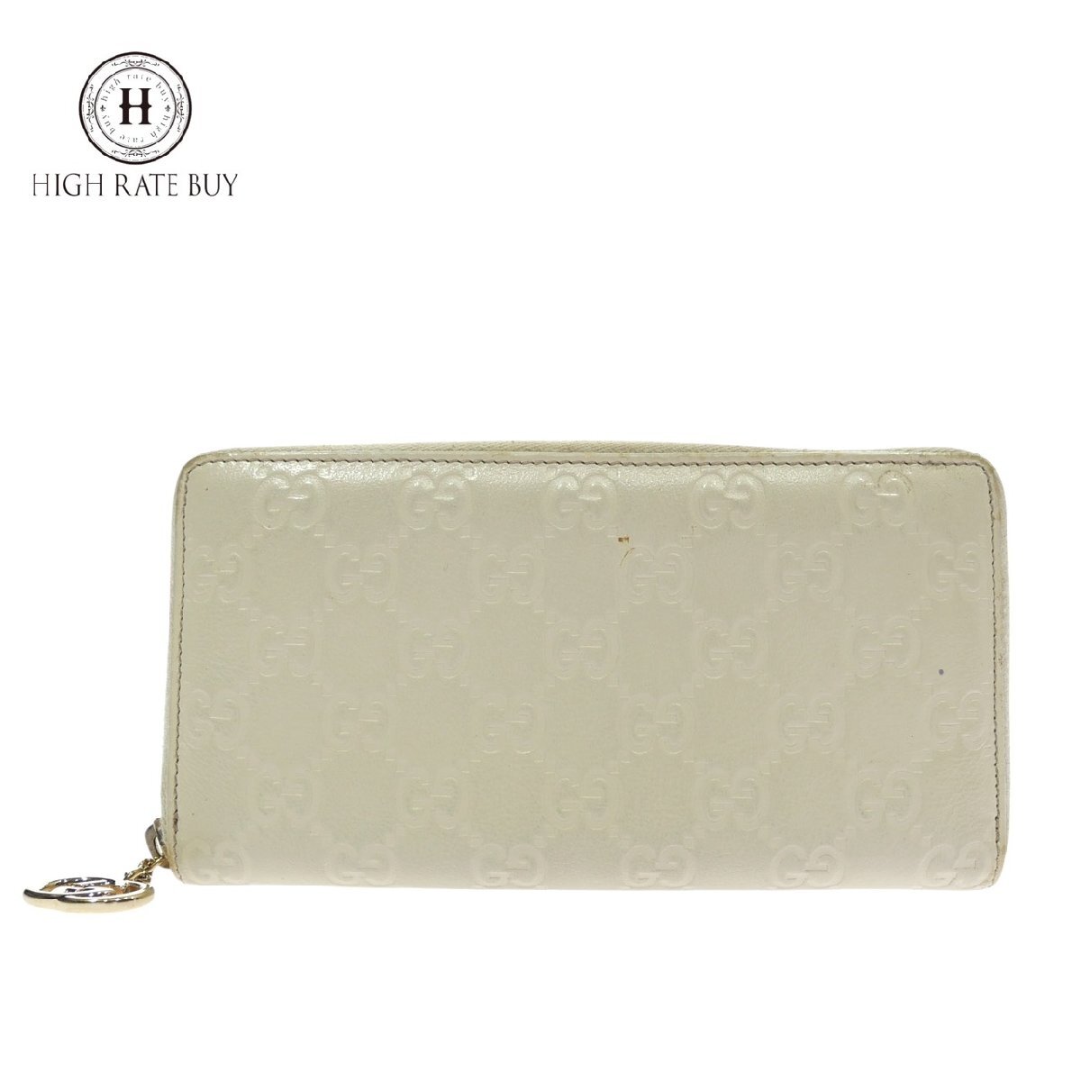1円スタート GUCCI グッチ グッチシマ 長財布 212110 GG柄 インターロッキングG ゴールド金具 ロングウォレット シマレザー ホワイト系拍卖