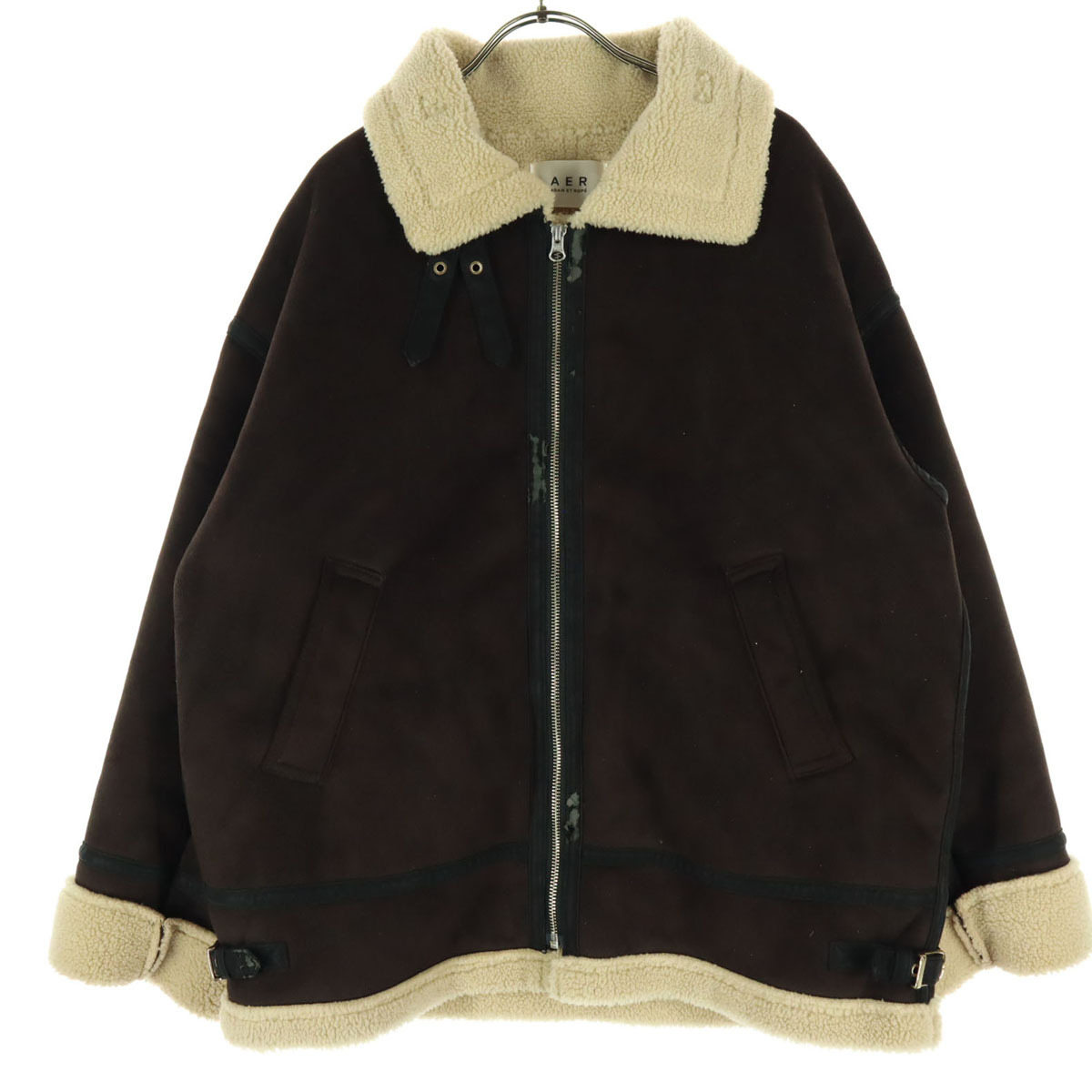 Adam et Rope' アダムエロペ 長袖 フェイク ムートンジャケット F ブラウン ボア レディース拍卖