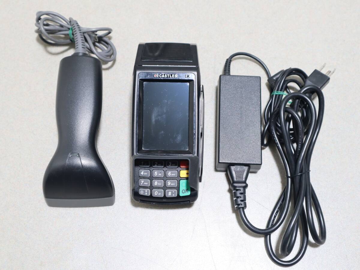 A0946 (5) P Castles VEGA3000 CCD-700 決済端末 バーコードスキャナー ACアダプター付 中古 動作良好拍卖