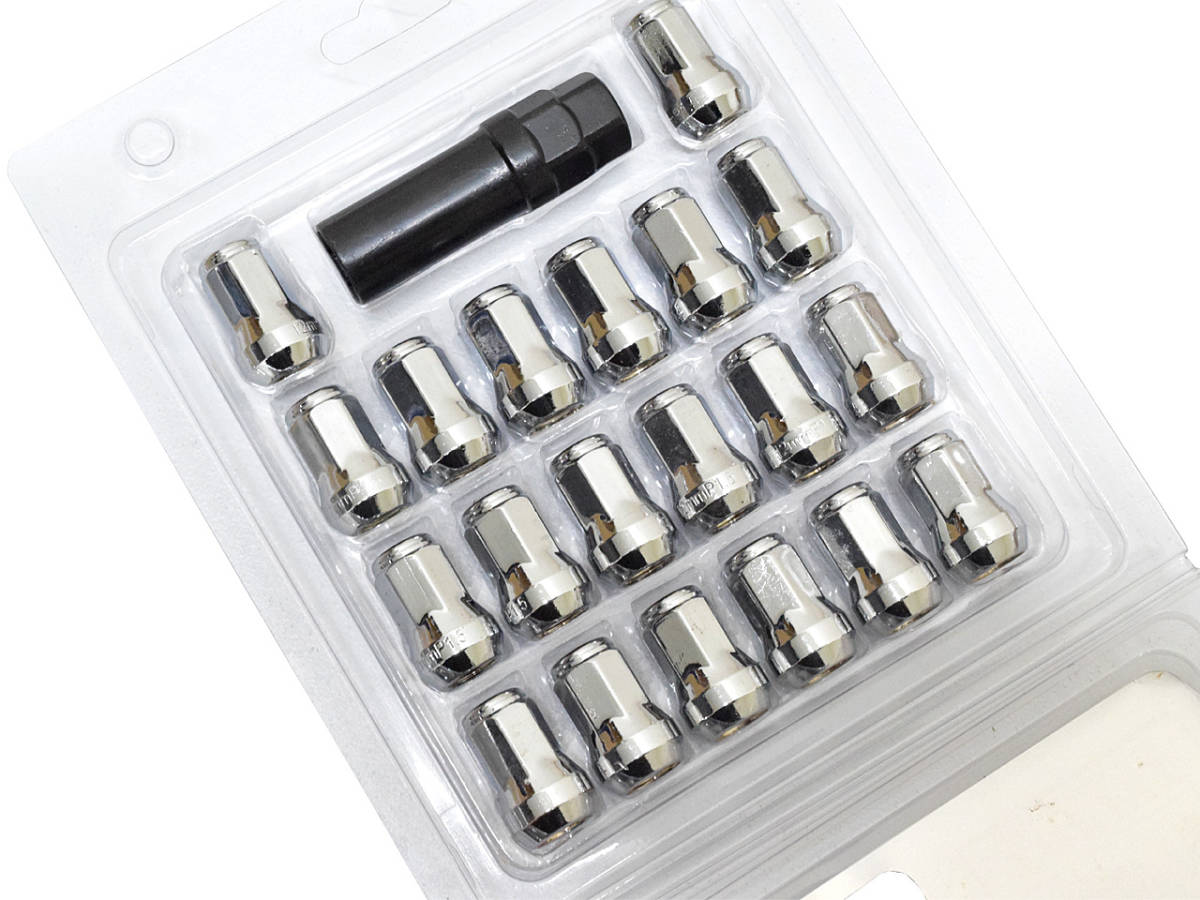 ロック ナット ホイールナット 20本 専用ソケット付 M12 P1.5 非貫通型 袋型 クローム シルバー 足回り カラー ナット アルミホイール拍卖