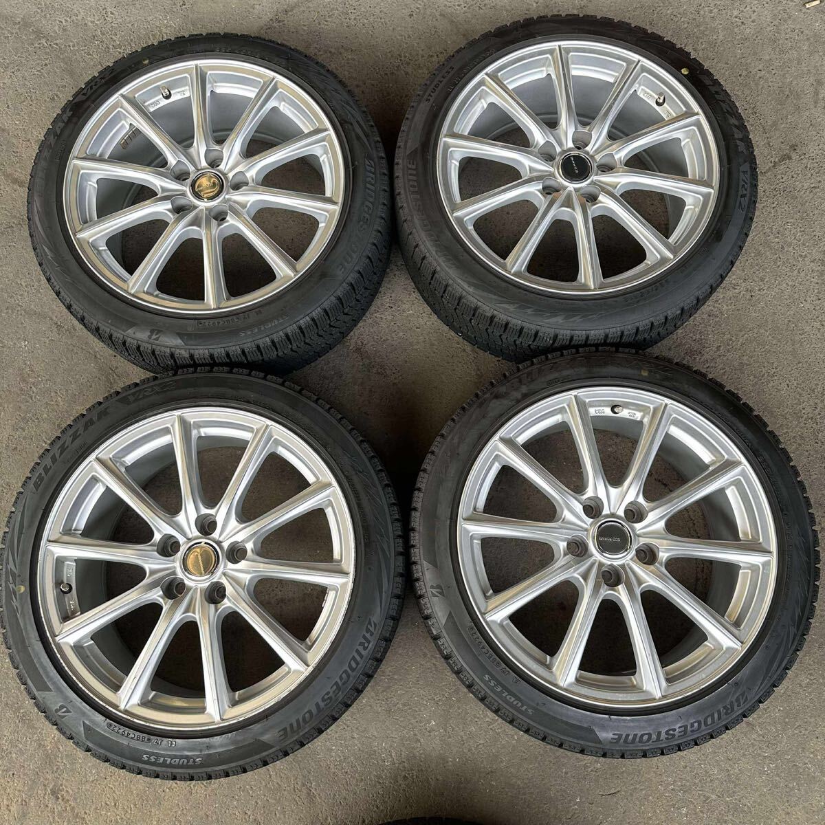 【6946 】バランスを調整済み 225/45R18 4本セット冬タイヤ ブリヂストンブリザックVRX2[2022年】ホイール 18x8J PCD114.3 ハブ60mm 穴5拍卖