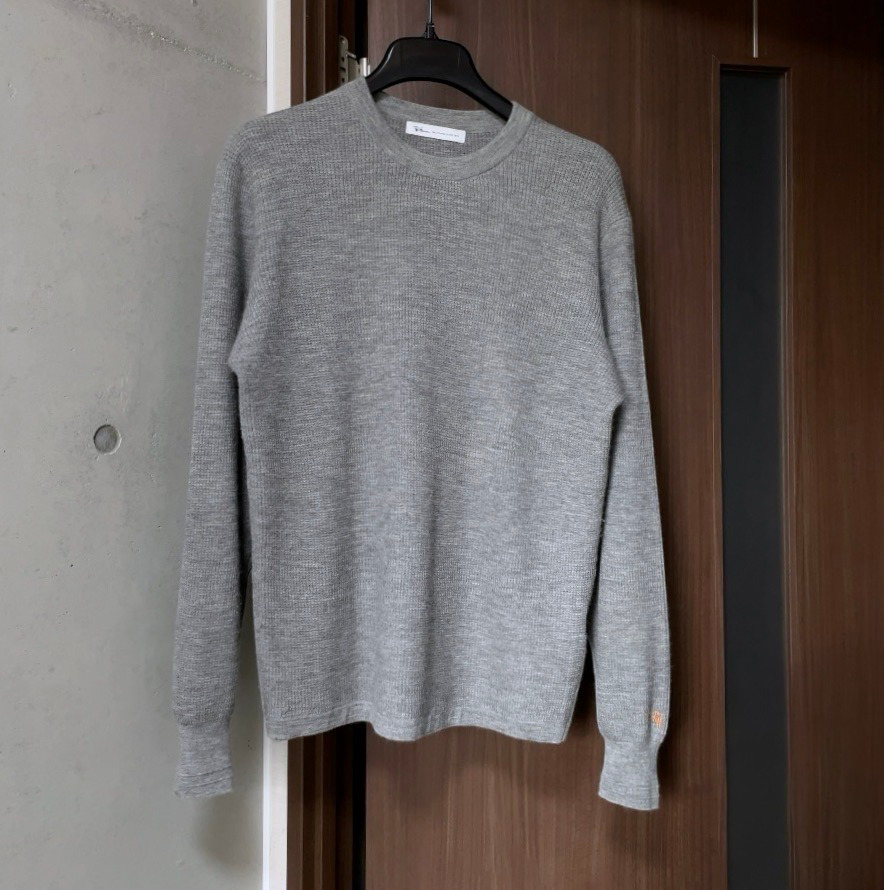 【定価70,200円】ロンハーマン RHC カシミヤ100% RH刺繍 ワッフル編み クルーネック ニット S グレー RonHerman California拍卖