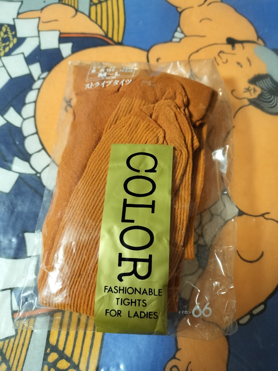 color fashionable tights M-L ストライプ タイツ ゴールド拍卖
