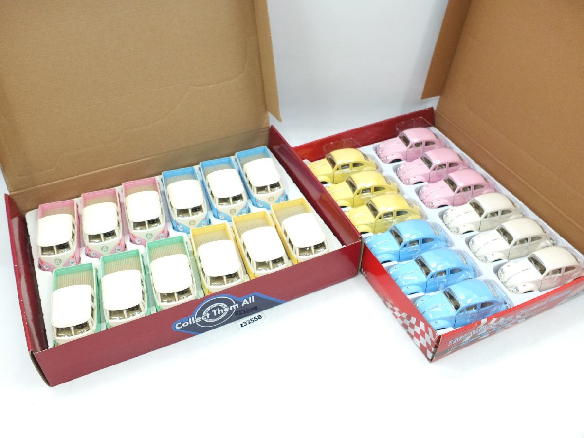 【z33558】開封済み・未使用・保管品 KiNSMART キンスマート ワーゲン ワーゲンバス プルバックカー ミニカー 2箱まとめ 格安スタート拍卖