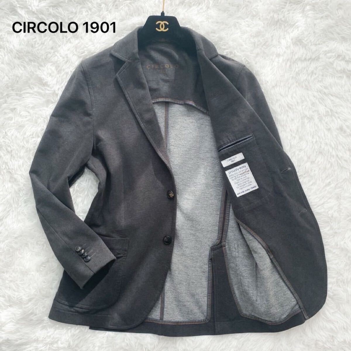 CIRCOLO 1901 チルコロ コットンジャージー テーラードジャケット proudly easy ストレッチ 洗える アンコン ビジネス グレー サイズ44拍卖