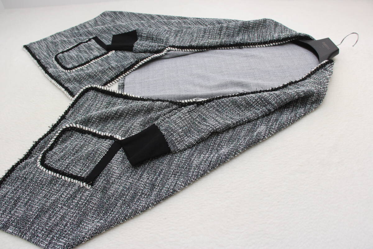 6214 新品 ポケット付きツイード調ストールカーディガン拍卖