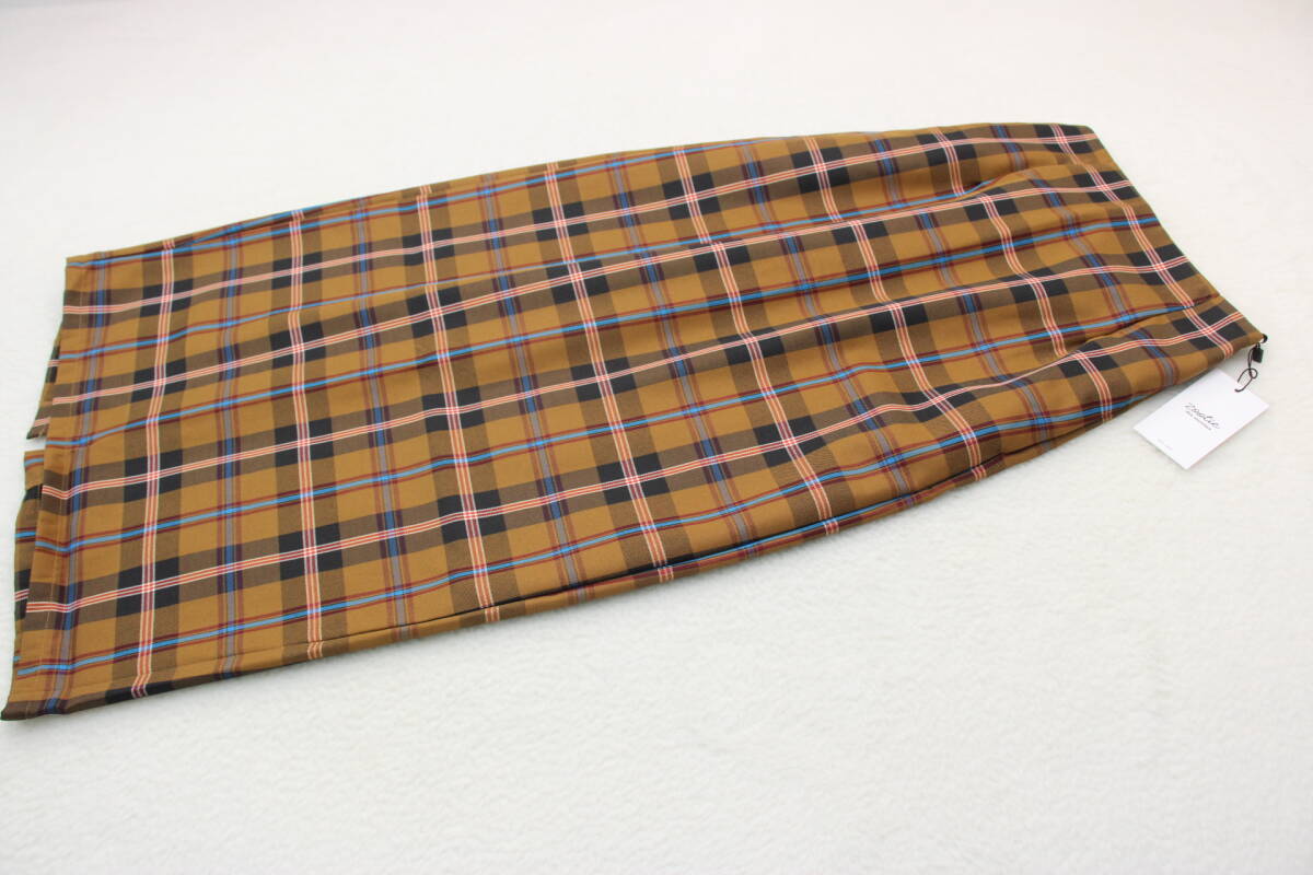 5206 新品タグ付き ウエストゴムチェック柄ナロースカート拍卖