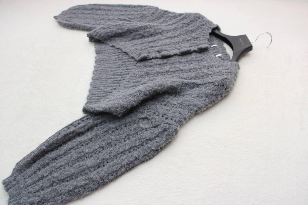 5816 新品 ウール混リボンボタンクロップドカーディガン 定価¥9,900税込み拍卖