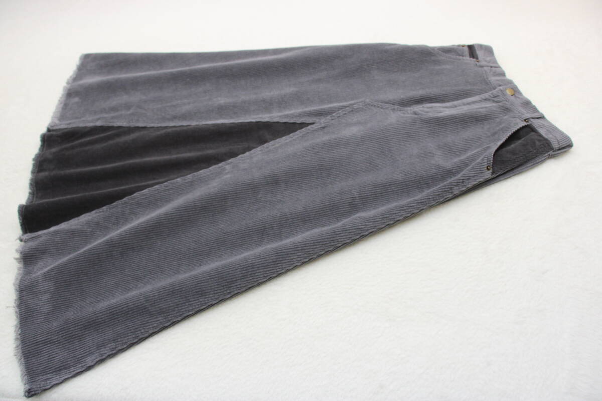 6265 新品 ウエストゴムコーデュロイバイカラー切替スカート拍卖