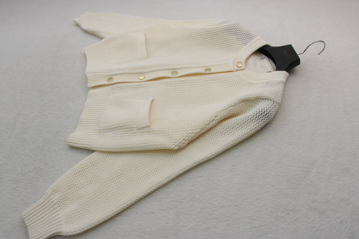 6862 新品 軽量ツイード調ニットカーディガン アイボリーFサイズ拍卖