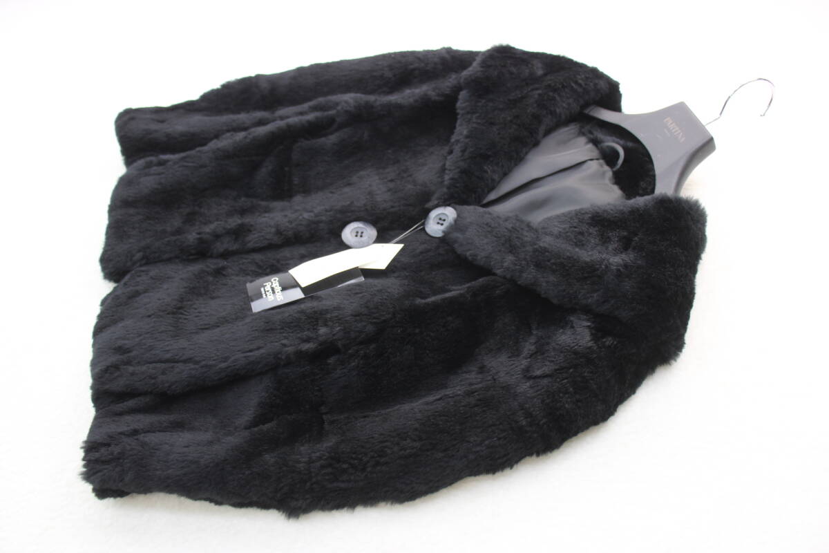 6154 新品タグ付き 高級ラビットファーマントジャケット ブラックM~L 定価¥90,000+税拍卖