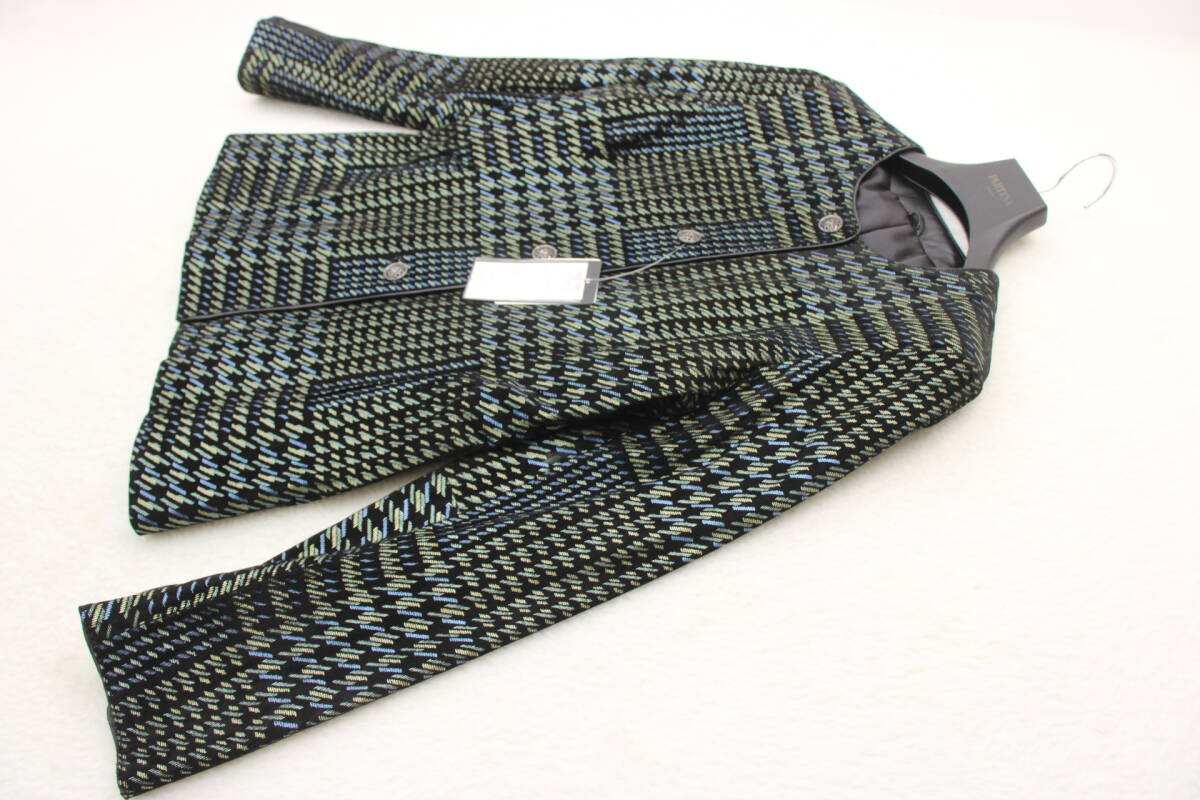 6714 新品タグ付き 高級本革レザーロングジャケット ブルー9号サイズ拍卖