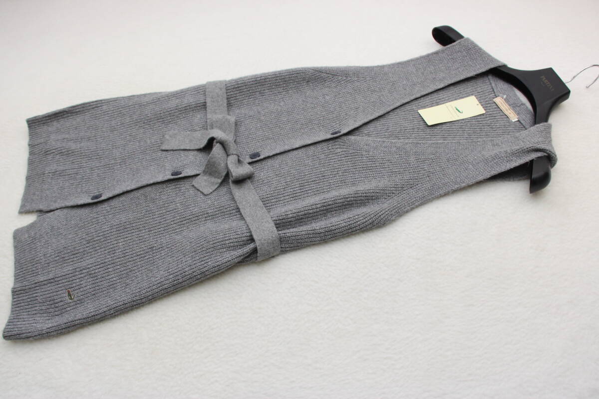 6228 新品タグ付き ウエスト紐リボンニットロングベスト拍卖