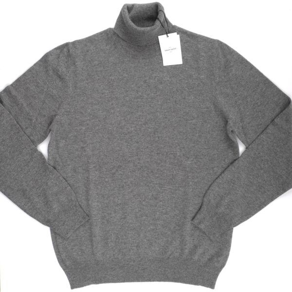 【新品未使用】Gran Sasso グランサッソ◆Made In Italy◆48◆カシミア ウール タートルネック ニット セーター◆ヘザー グレー拍卖