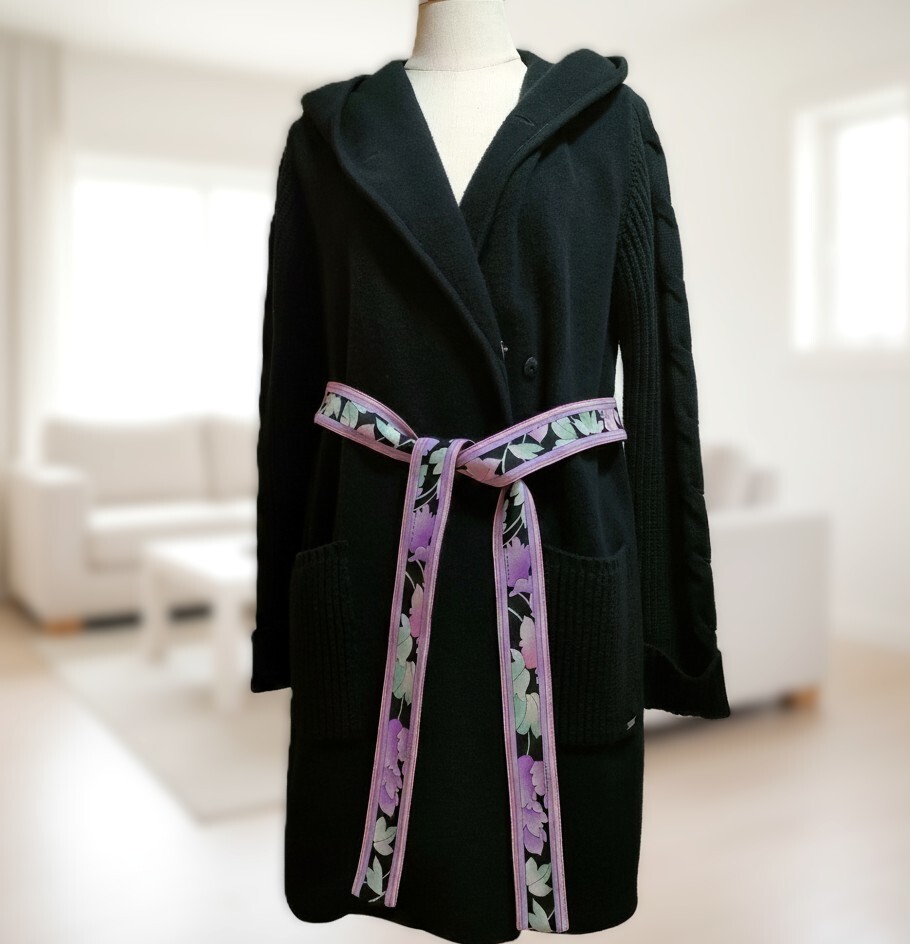 近年 極美品 大きいサイズ 40~42 レオナール 厚手 高級ニット コート カーディガン コーディガン拍卖