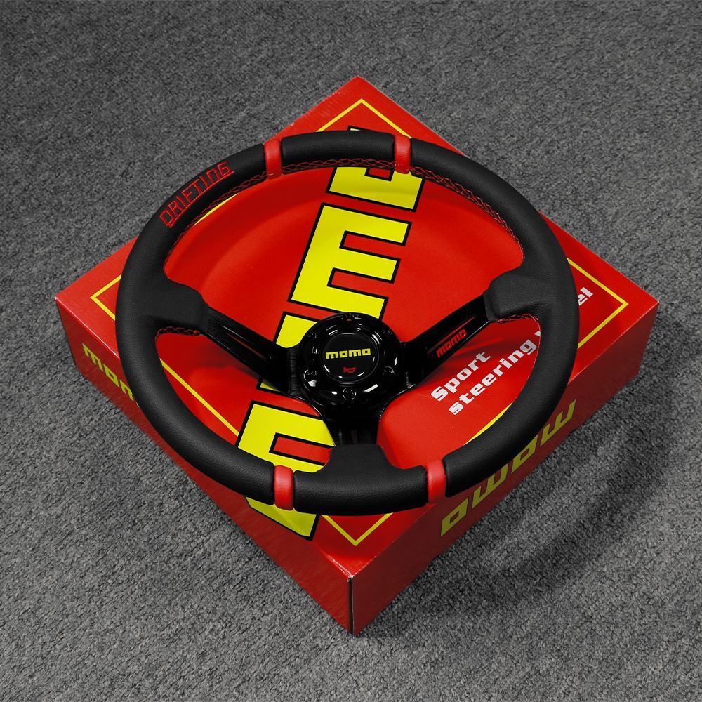 最安値処分 MOMO ステアリング ハンドル本体 14インチ 350mm 競技用改装ハンドルホイール ブラック ★7-AT0050拍卖