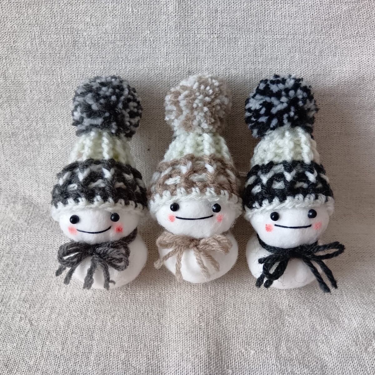 ハンドメイド ゆきだるまオーナメント 3個セット 16 雪だるま クリスマス 冬雑貨拍卖