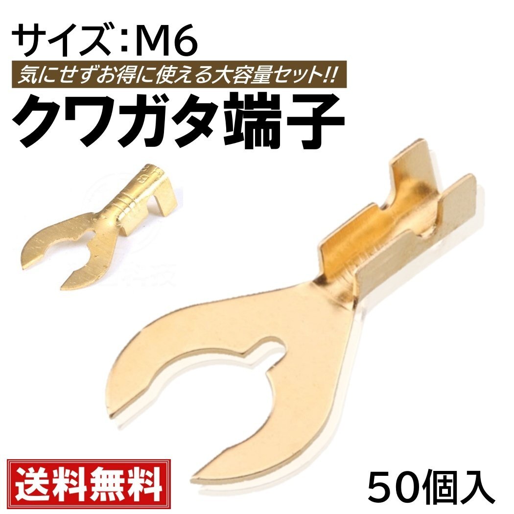 クワガタ端子 M6 50個 セット 6mm アース端子 配線処理 DIY くわ型端子 クワ型端子 くわがた端子 ギボシ端子拍卖