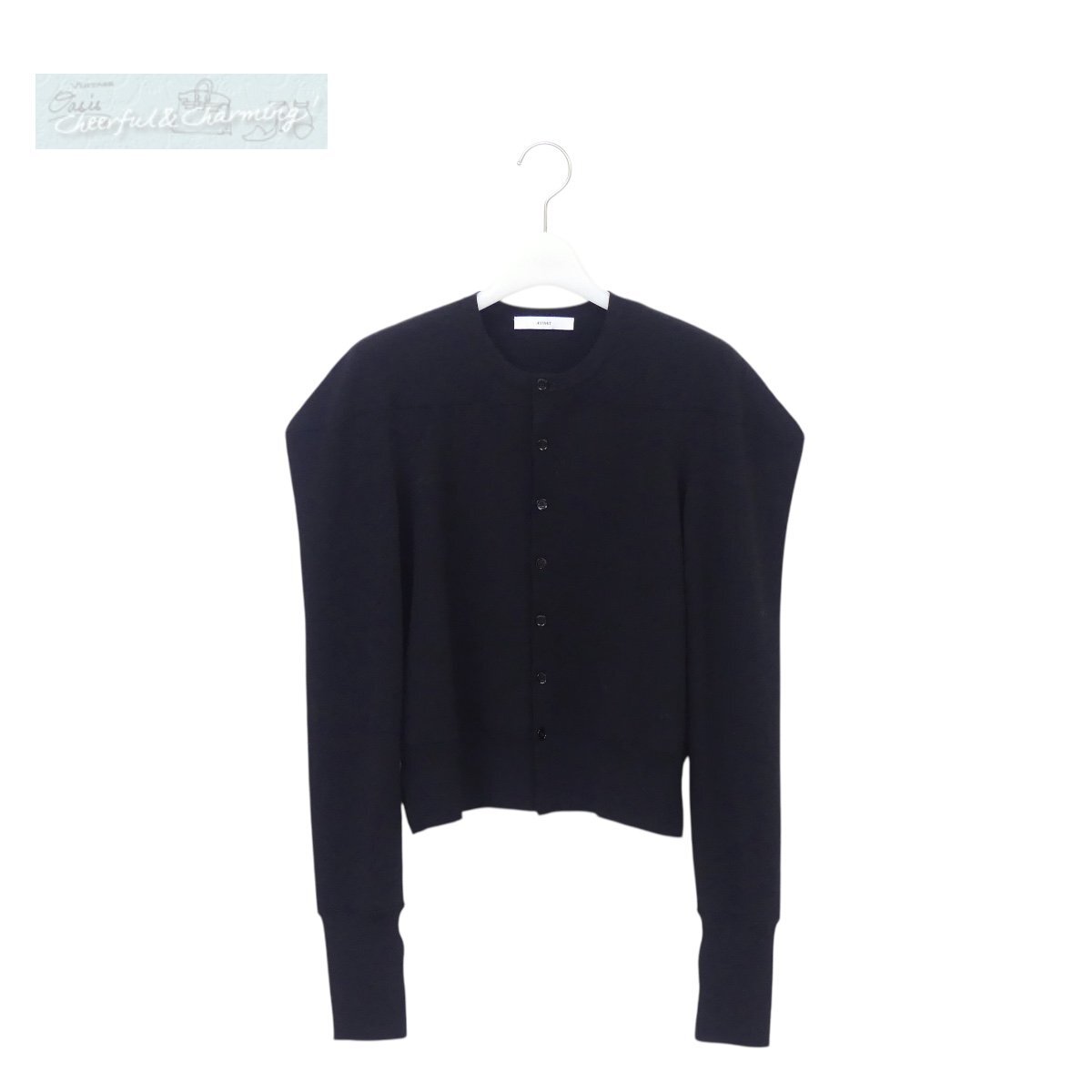 Sランク 新作 ASTRAET アストラット 16Gボリュームショルダーカーディガン F ブラック 肩幅を大きく張り出した袖 ウールBLEND '25年AW商品拍卖