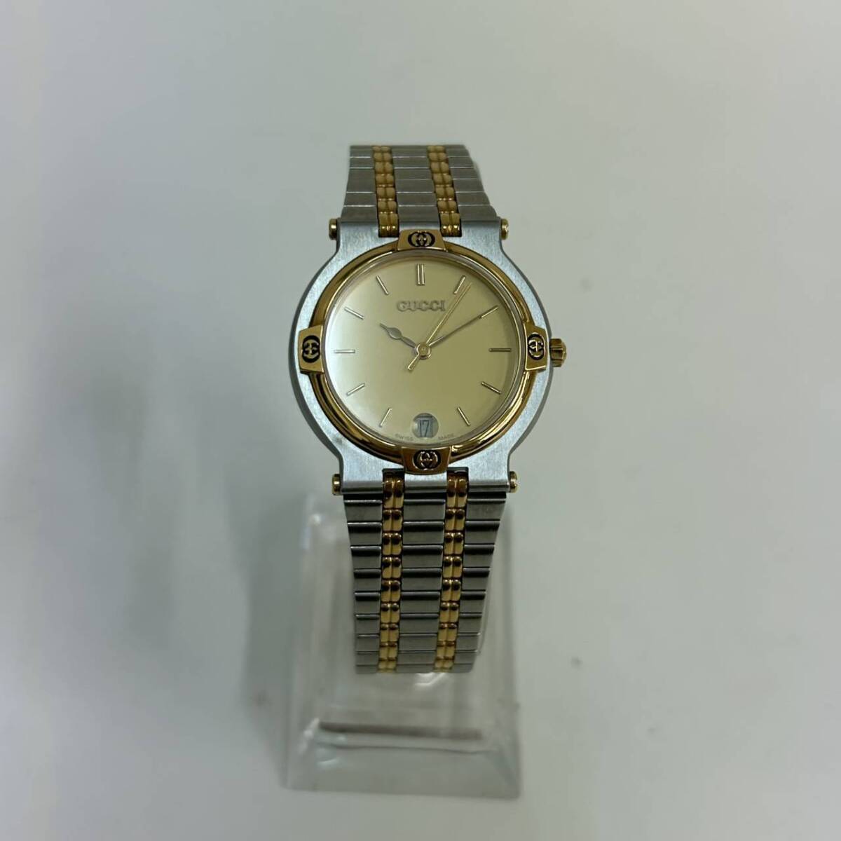 【TS1106】GUCCI 時計 不動 デイトクオーツ メンズ 9000M拍卖