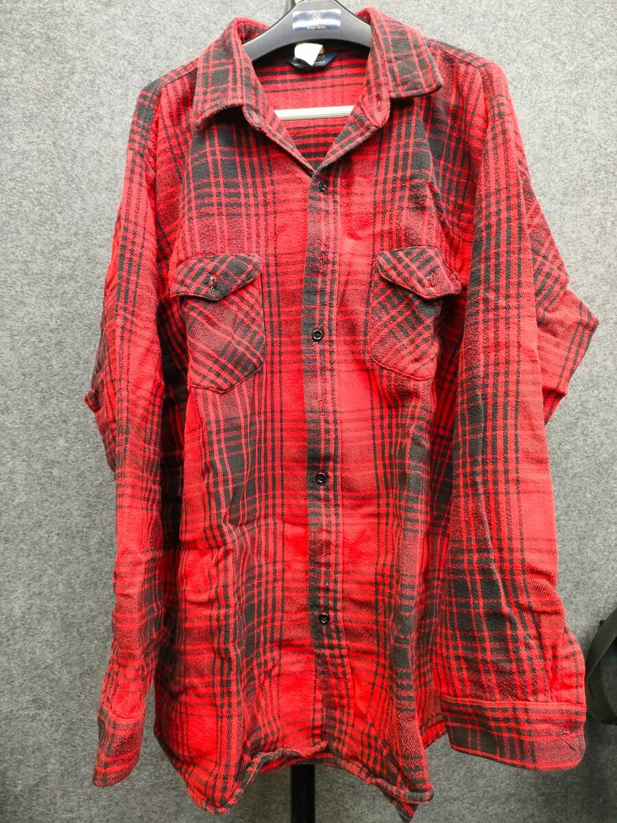 ★OshKosh オシュコシュ ヘビーネルチェックシャツ 赤 長袖シャツ サイズXXL拍卖