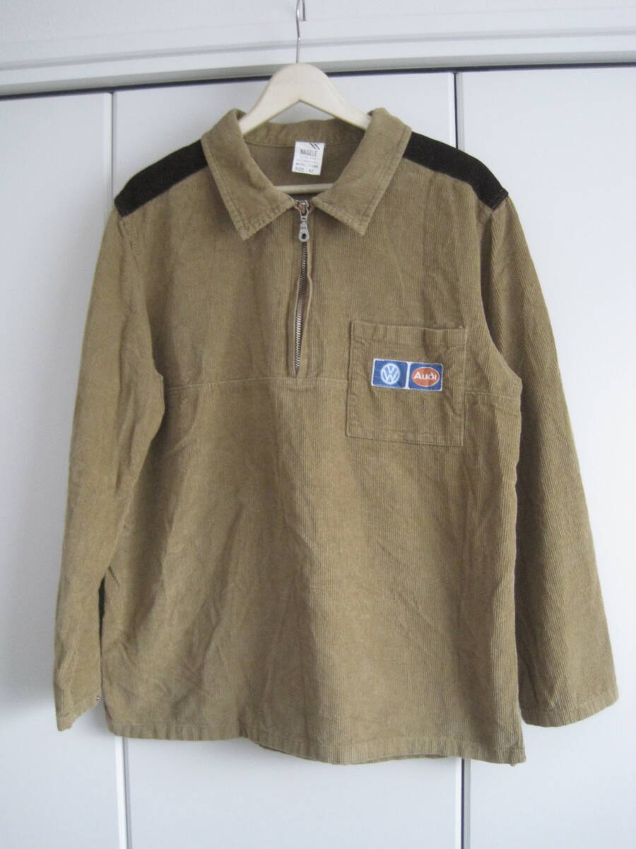 レア ヨーロッパ古着 オーストリア製? フォルクスワーゲンVW アウディ コーデュロイハーフZIP シャツブルゾン ユニフォーム? 42拍卖