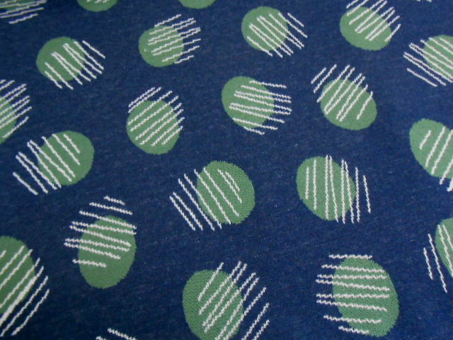 特価☆上質綿混ドット柄ジャガードニット生地・紺1.2M☆No28拍卖