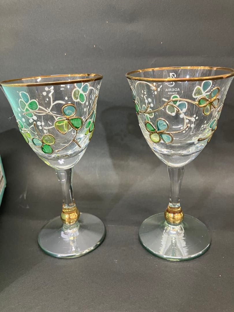 L-656 【新品未使用】 アデリア ガラス製グラス2個セット ワイングラス 食前酒拍卖