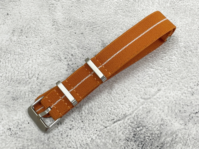 20mm NATOベルト オレンジ ホワイト 腕時計ベルト 伸縮素材 ファブリックストラップ ナイロン ゴムバンド TF02拍卖