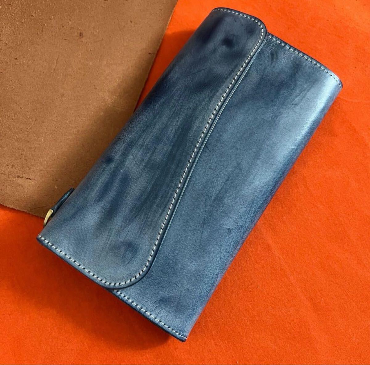 限定商品 ネイビー 長財布 本革 ブライドルレザー メンズ ヌメ革 ロングウォレット レザー/牛革 人気商品拍卖