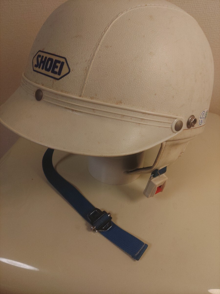 SHOEIハーフヘルメット 半帽シールド付き白古い当時物 昭和レトロ拍卖