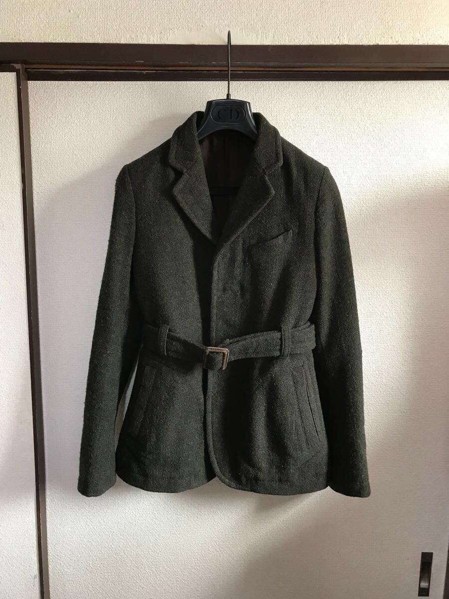 【即決】【良品】 NUMBER NINE ナンバーナインベルト付きメルトンハーフコート ウールジャケット 即決早い者勝ち拍卖