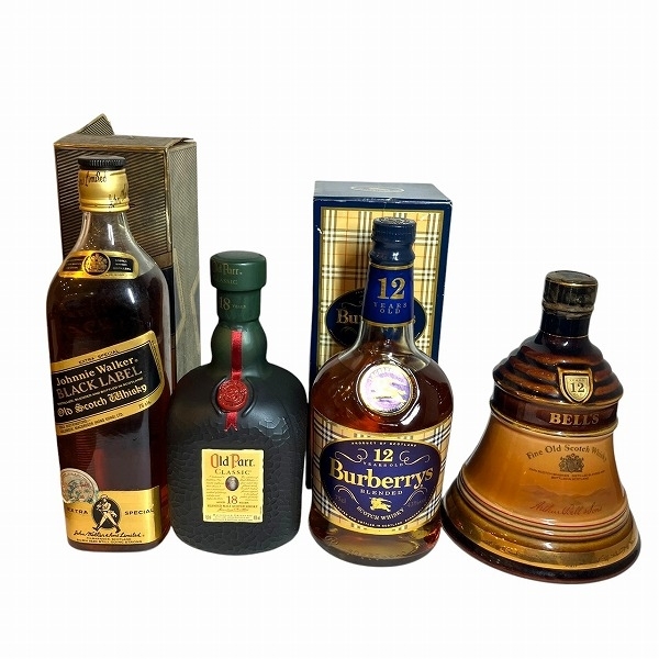 1円~最落なし ジョニーウォーカー オールドパー バーバリー ベルズ ウイスキー 4本 まとめ 未開封☆0333拍卖