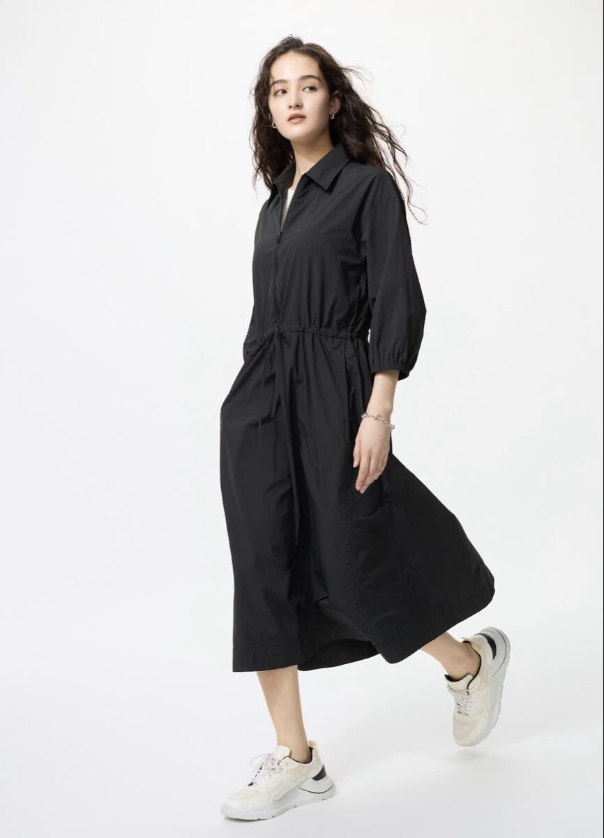 新品 ユニクロ 3XLサイズ ブラック ハーフジップ ロングワンピース 大きい 即決あり拍卖