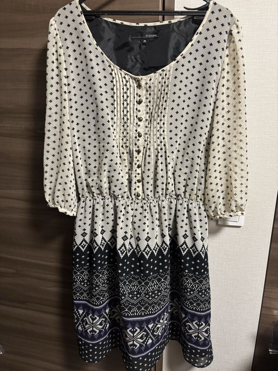 22OCTOBRE 46サイズ 実寸身幅54センチ実寸丈99センチワンピース チュニック 大きい 22オクトーブル 即決あり拍卖