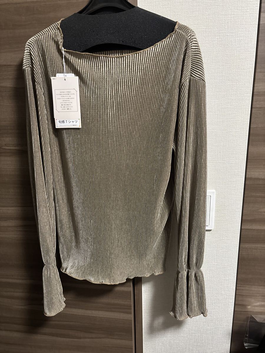 新品 Lサイズ伸びるリブデザイン 長袖 ニット カットソー 大きい おしゃれ フレアスリーブ 着心地良い LLや3 Lの方も トップス 即決あり拍卖