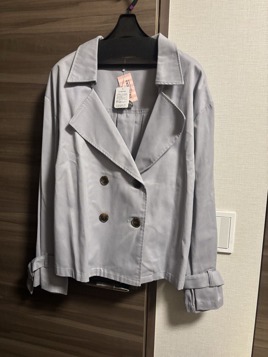 新品 3Lサイズ 身幅ゆったり 大きい ダブルブレストコート トレンチスプリングコート 即決あり拍卖