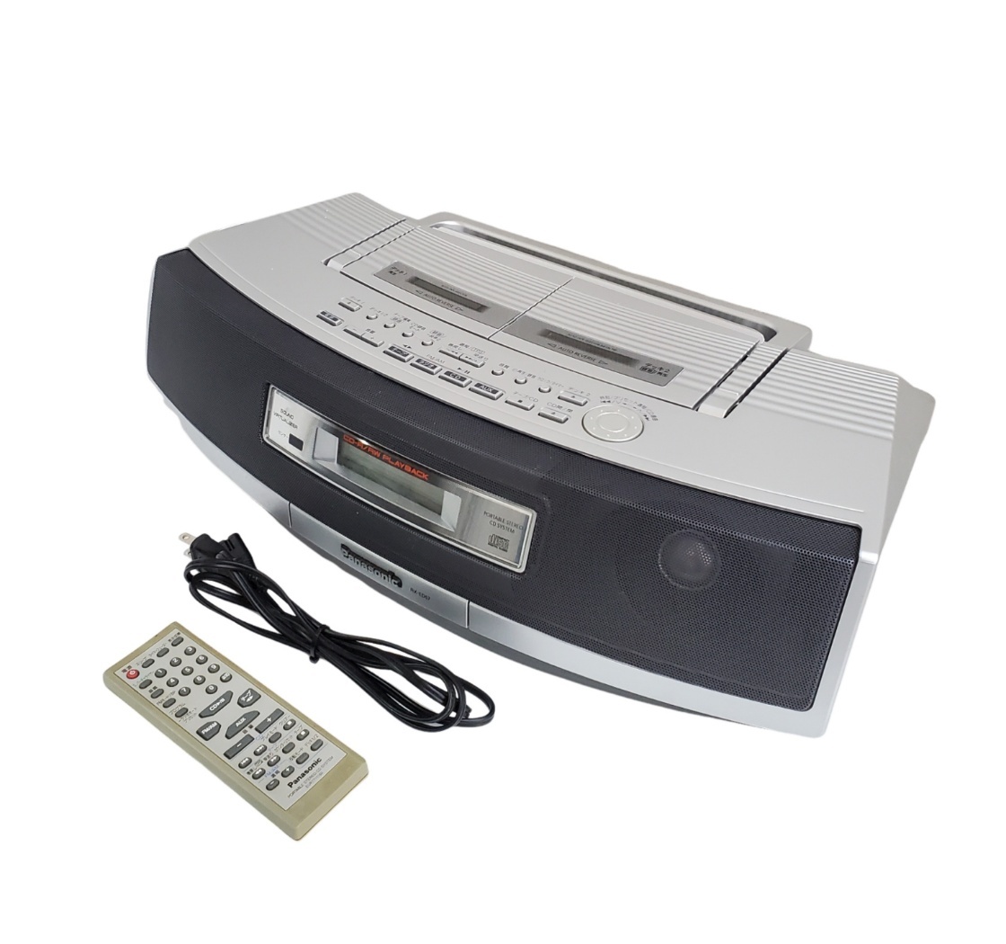 【稼働品】 Panasonic/パナソニック CDラジカセ CD/Wカセット/FM/AM RX-ED57 迫力サウンド サウンドバーチャライザー●リモコン付き拍卖