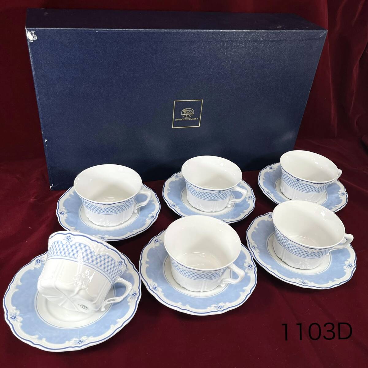 (志)【新品】HUTSCHENREUTHER/フッチェンロイター エステール ティー カップ&ソーサー 6客セット ドイツ 箱付き 西洋 陶磁器 (o)1103D拍卖