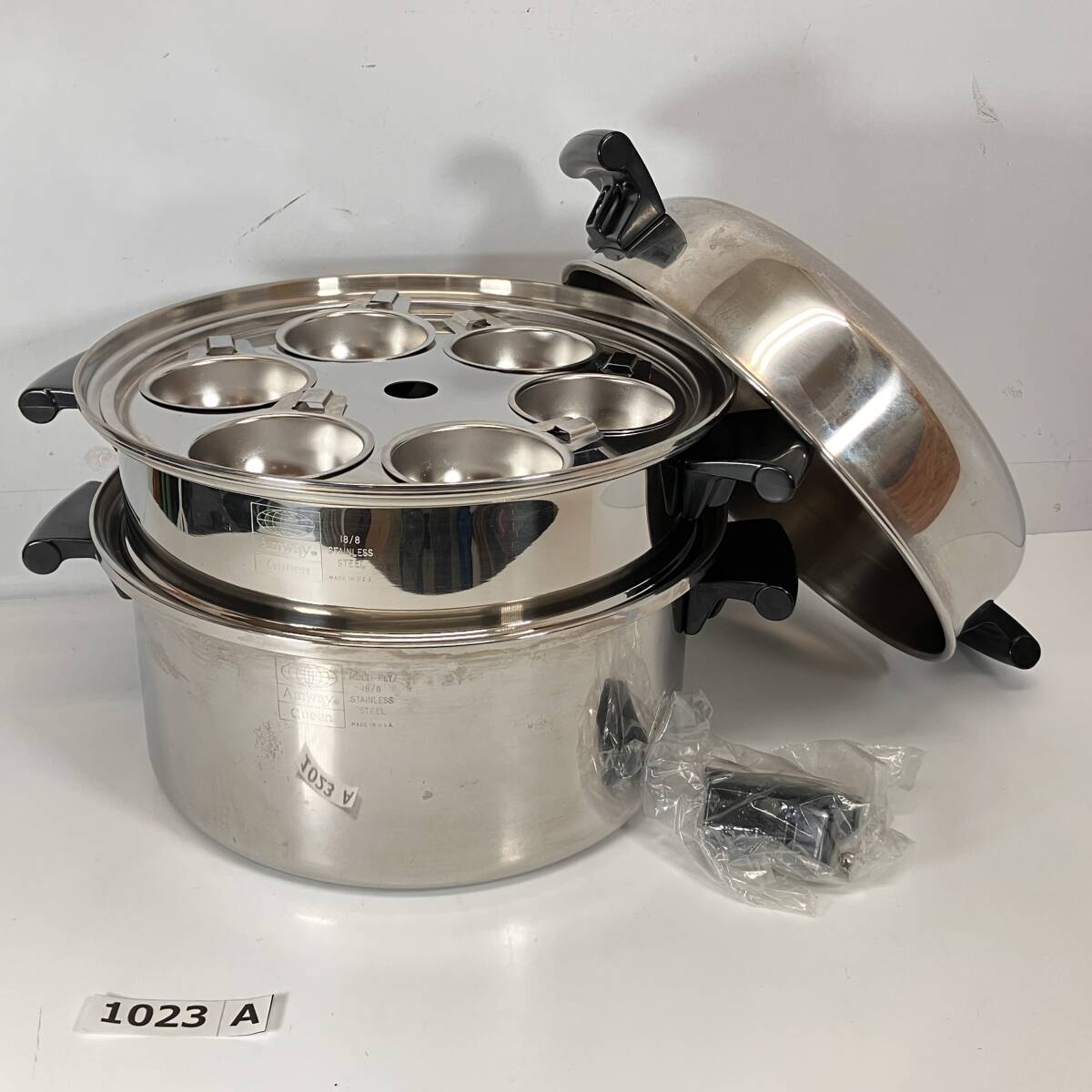 (志)Amway/アムウェイ Queen クイーン 6L シチューパンセット 両手鍋 ドーム型カバー 万能カップ スチーマー 調理器具(I)1023A拍卖